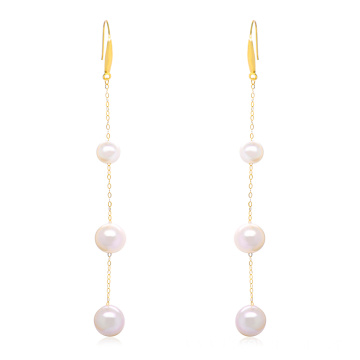 18K Gold Ear Jewelry Freshwater Drop Pearl Earrings